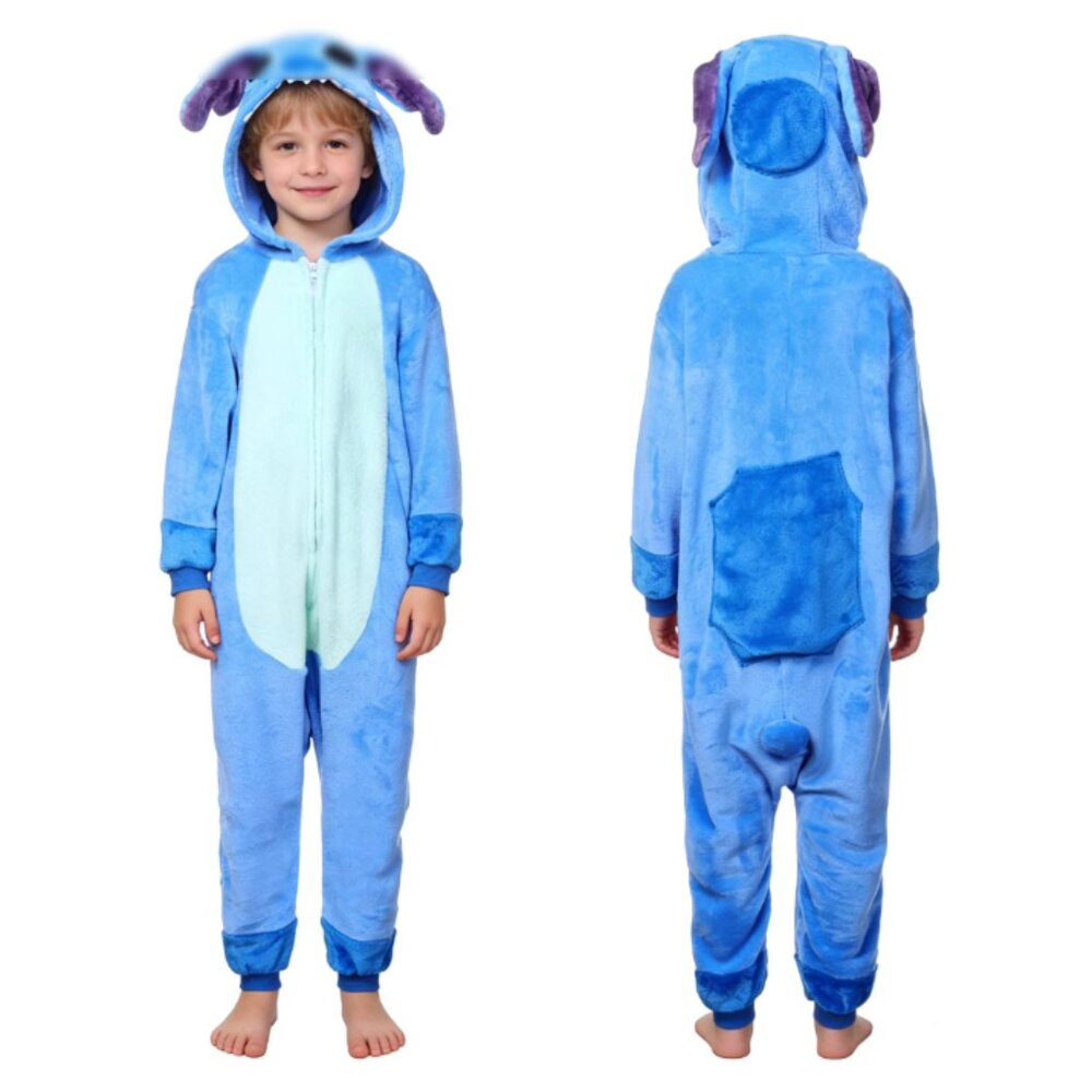 Stitch Onesie Pajamas L 13-14 Disney Kigurumi Flannel Cosplay Halloween